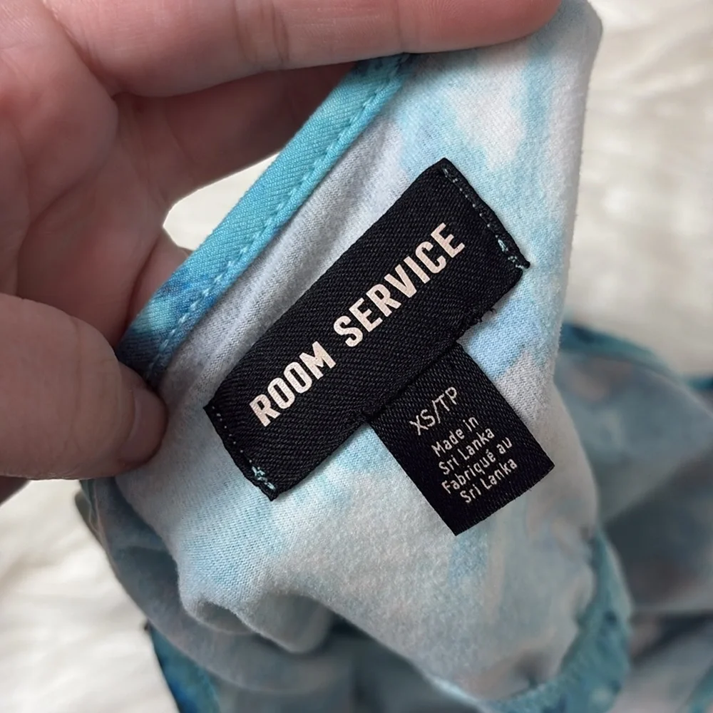 NWT Room Service Multi Blue Tie Dye Pajama Top Size XS